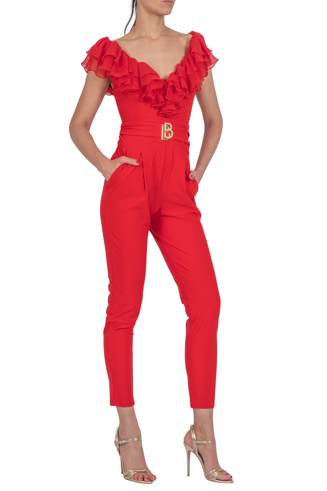 VOILE AND JERSEY FABRIC JUMPSUIT